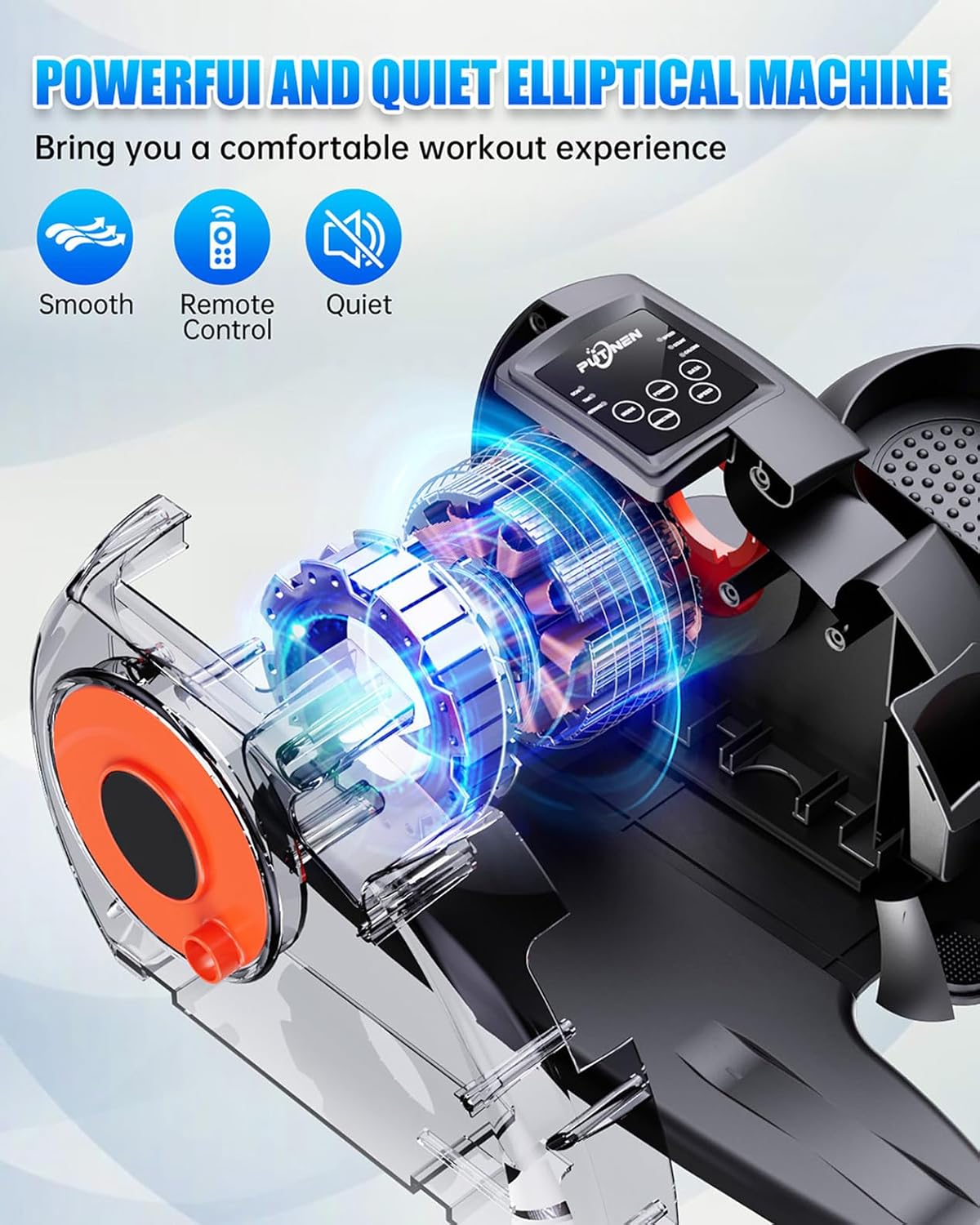 Putnen Under Desk Elliptical Machine, Electric Elliptical Leg Exerciser for Seniors with 12 Adjustable, Portable Quiet Elliptical Exercise Machine, Seated Pedal Exerciser with Remote Control